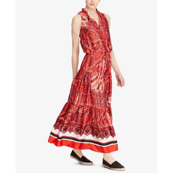 Ralph Lauren NWTs Red Paisley Maxi Dress. 👗 ❤️ - Picture 1 of 9